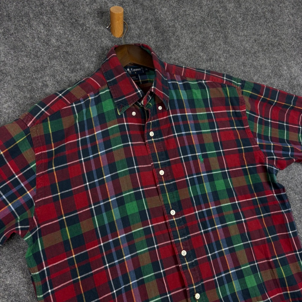 Polo Ralph Lauren Blaire Mens Medium Plaid Short Sleeve Button Down Shirt